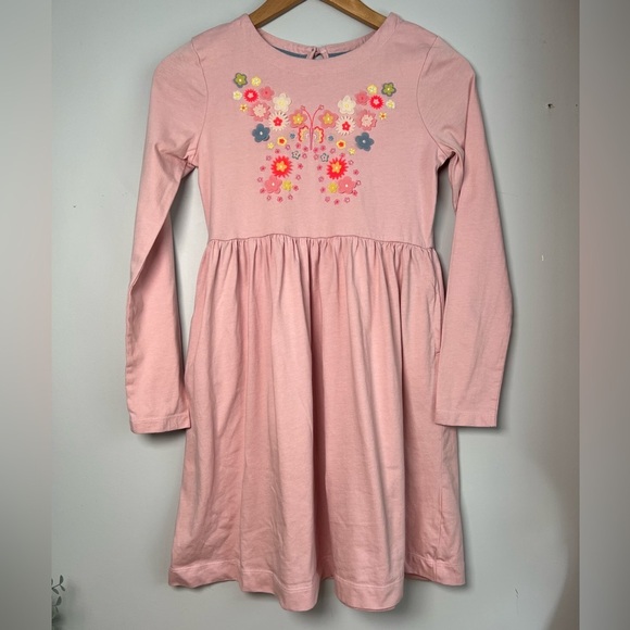Mini Boden Girls Flutter Jersey Dress Boto Pink Pockets 11-12Y Butterfly - Picture 1 of 8